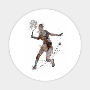 Girl Tennis Player Forehand Shot Watercolor Magnet